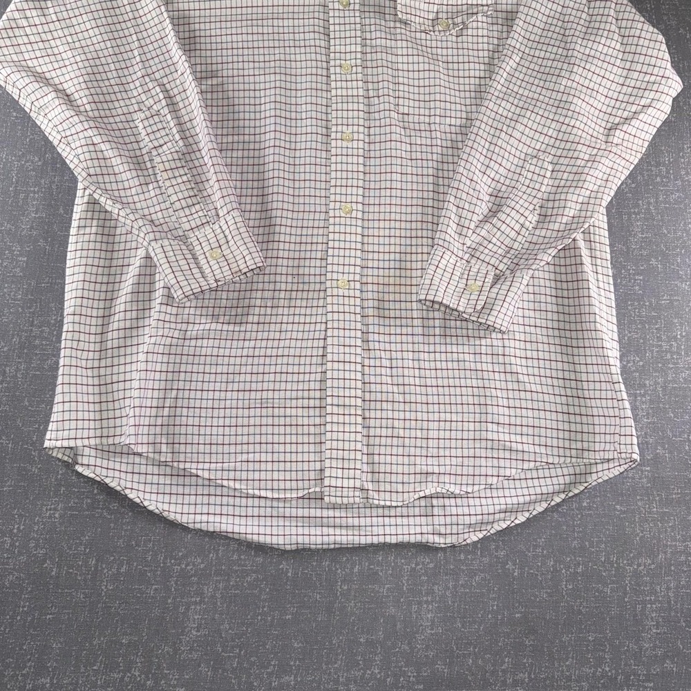Vintage LL Bean Shirt Mens Large White Red Check Button Down Pocket USA 90s - Picture 5 of 10